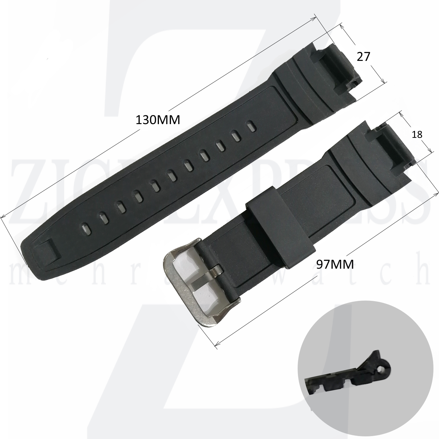  سایز بند ساعت کیو اند کیو مدل M133J001Y 