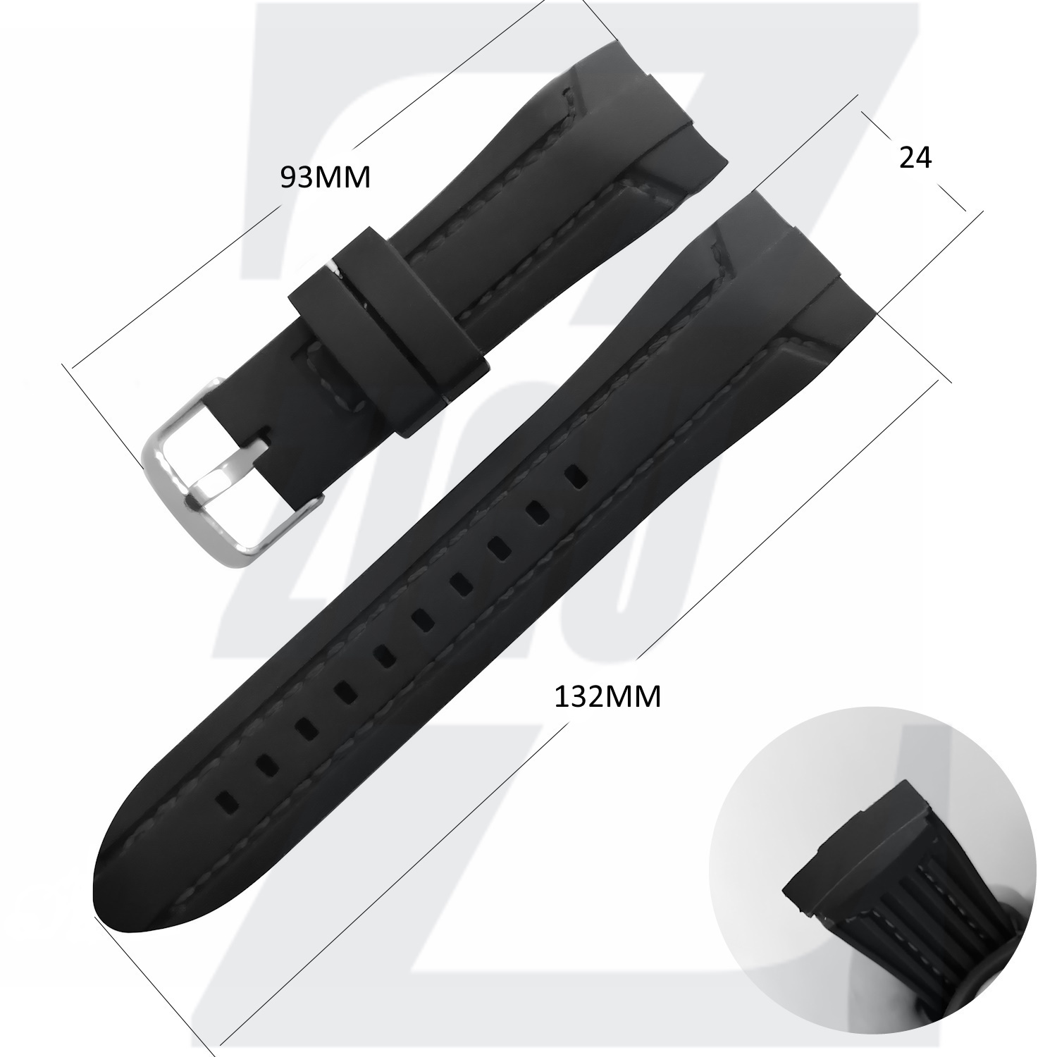  سایز بند ساعت مچی مدل فيكس رابر Curved Premium 24 