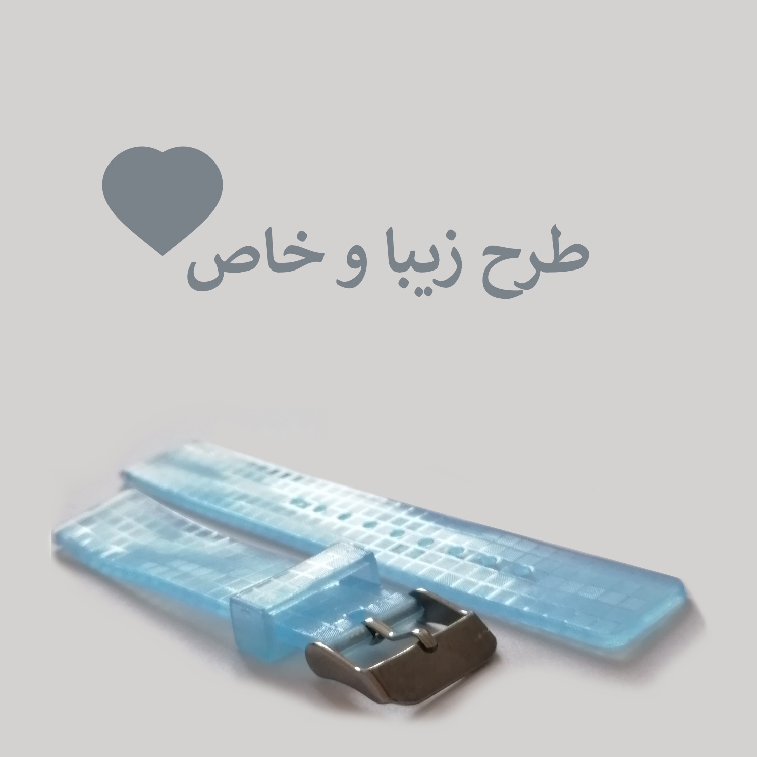 بند ساعت مچی ژله ای رنگ آبی آسمانی سایز 18