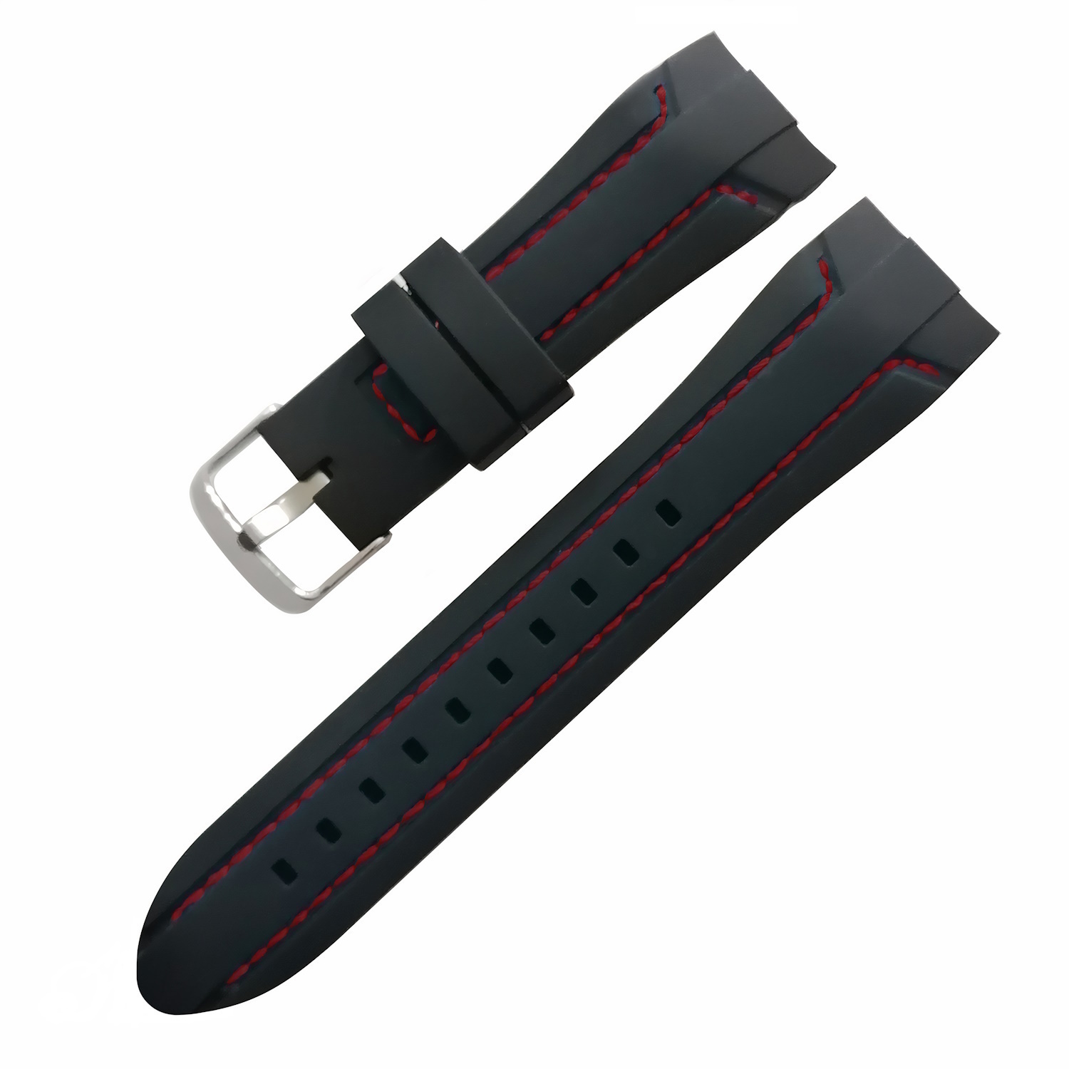 بند ساعت مچی مدل فيكس رابر Curved Premium 24 ذوخت قرمز