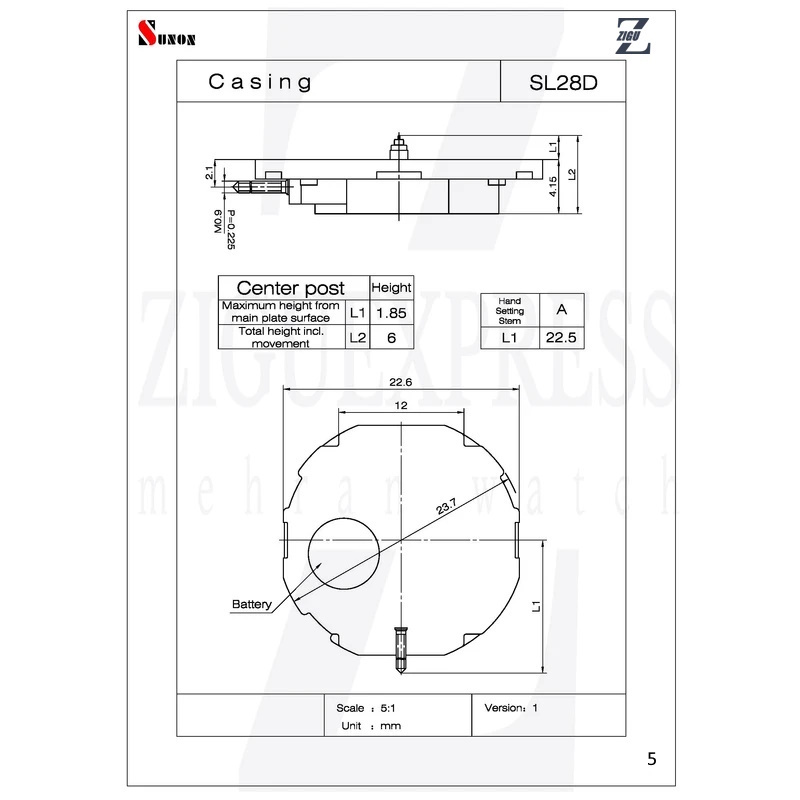  Sunon wristwatch motor SL28D-6 