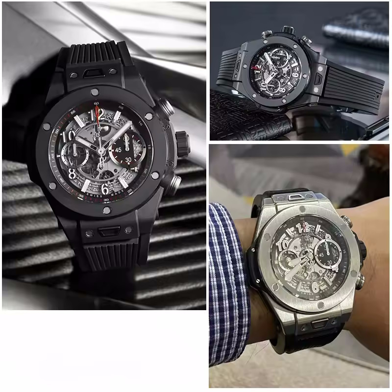 نمای بند ساعت هابلوت رابر مشکی HUBLOT BIG BANG 441 Classic 20-22