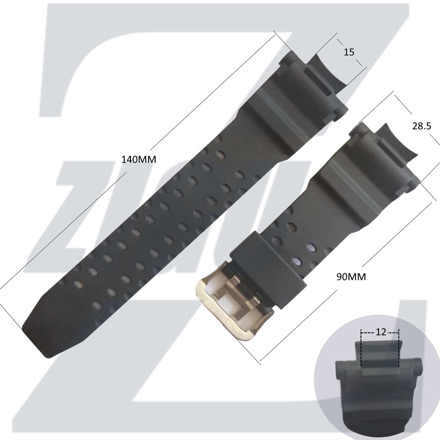  سایز بند ساعت کاسیو مدل GA-1100-1A2 