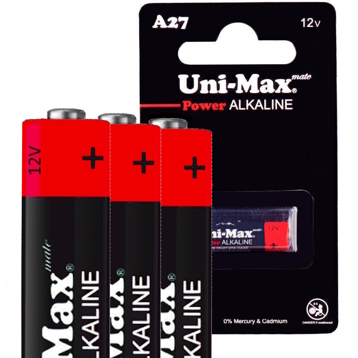باتری A27 یونیمکس مدل ریموتی 12V بسته سه عددی